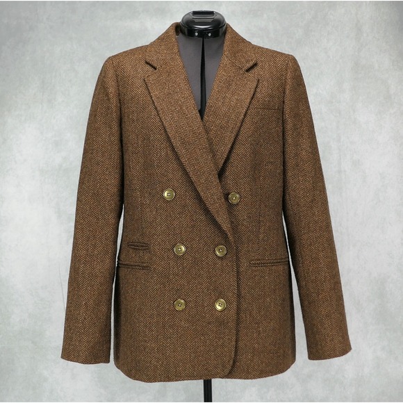 J.Crew Jackets & Blazers - J.Crew Bristol Blazer 12 Hazelnut Herringbone Moon British Tweed Double Breasted
